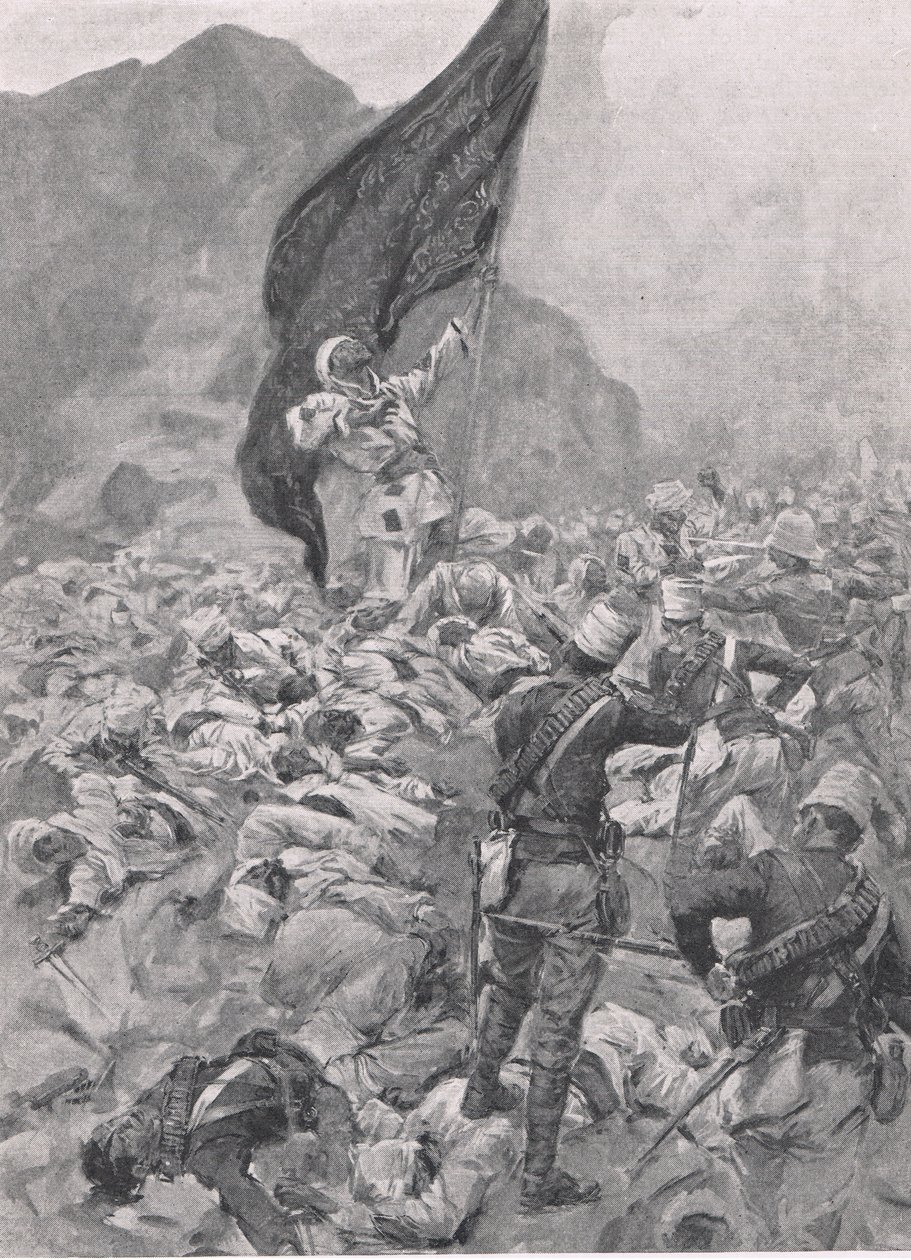 Omdurman: Ostatni posiadacz czarnej flagi, 2 września 1898, ilustracja z brytyjskich bitew lądowych i morskich, 1915 autorstwa Richard Caton Woodville junior