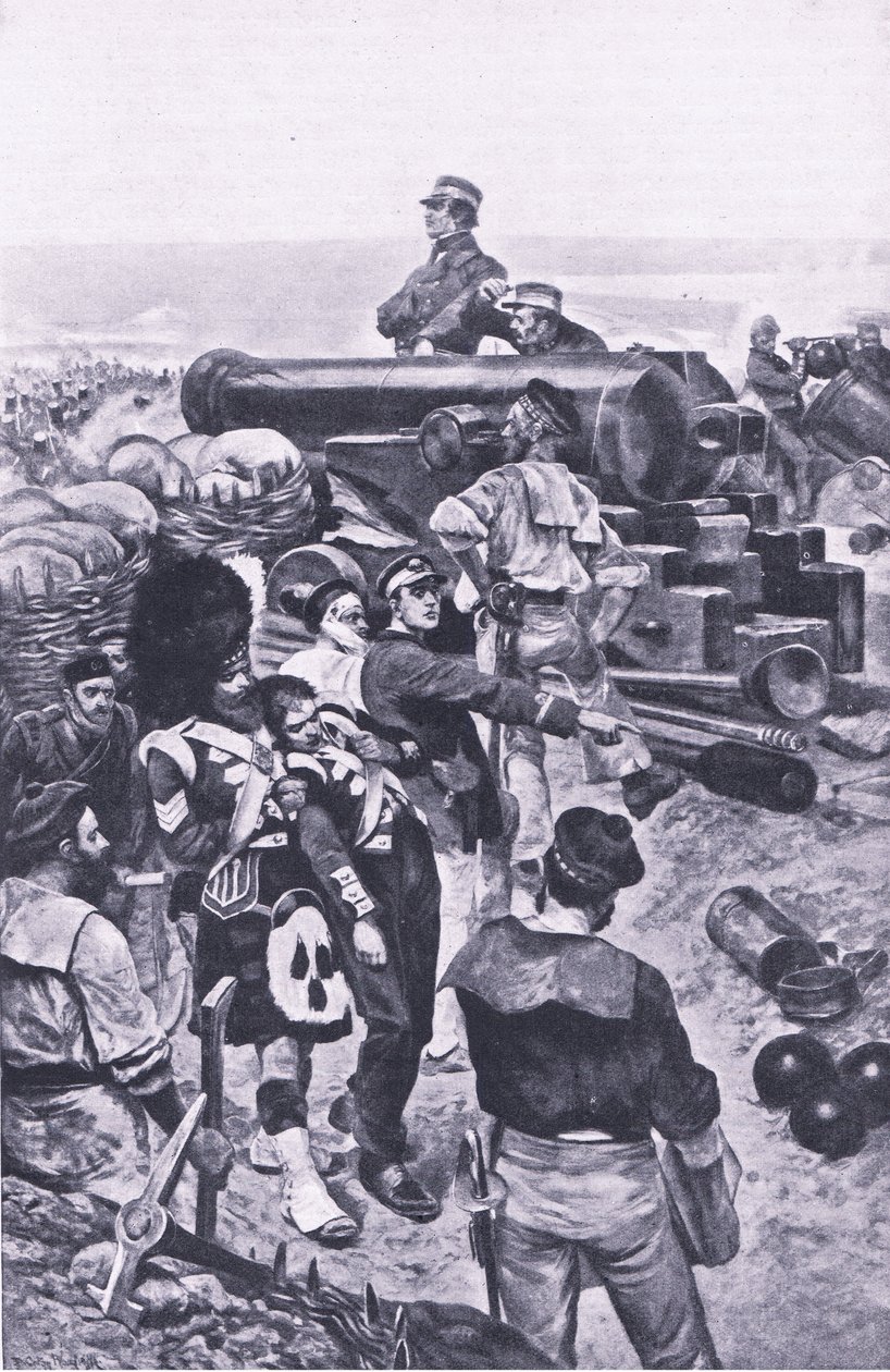 Szturm na Sewastopol, 1855, ilustracja z brytyjskich bitew na lądzie i morzu, 1915 autorstwa Richard Caton Woodville junior