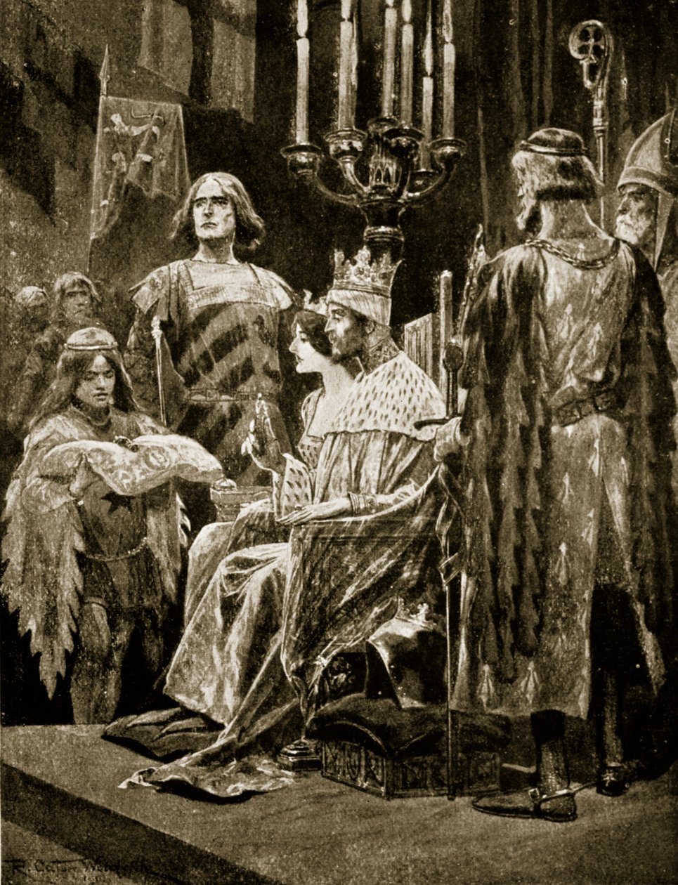 Koronacja Edwarda II, 1308, ilustracja z "Hutchinson