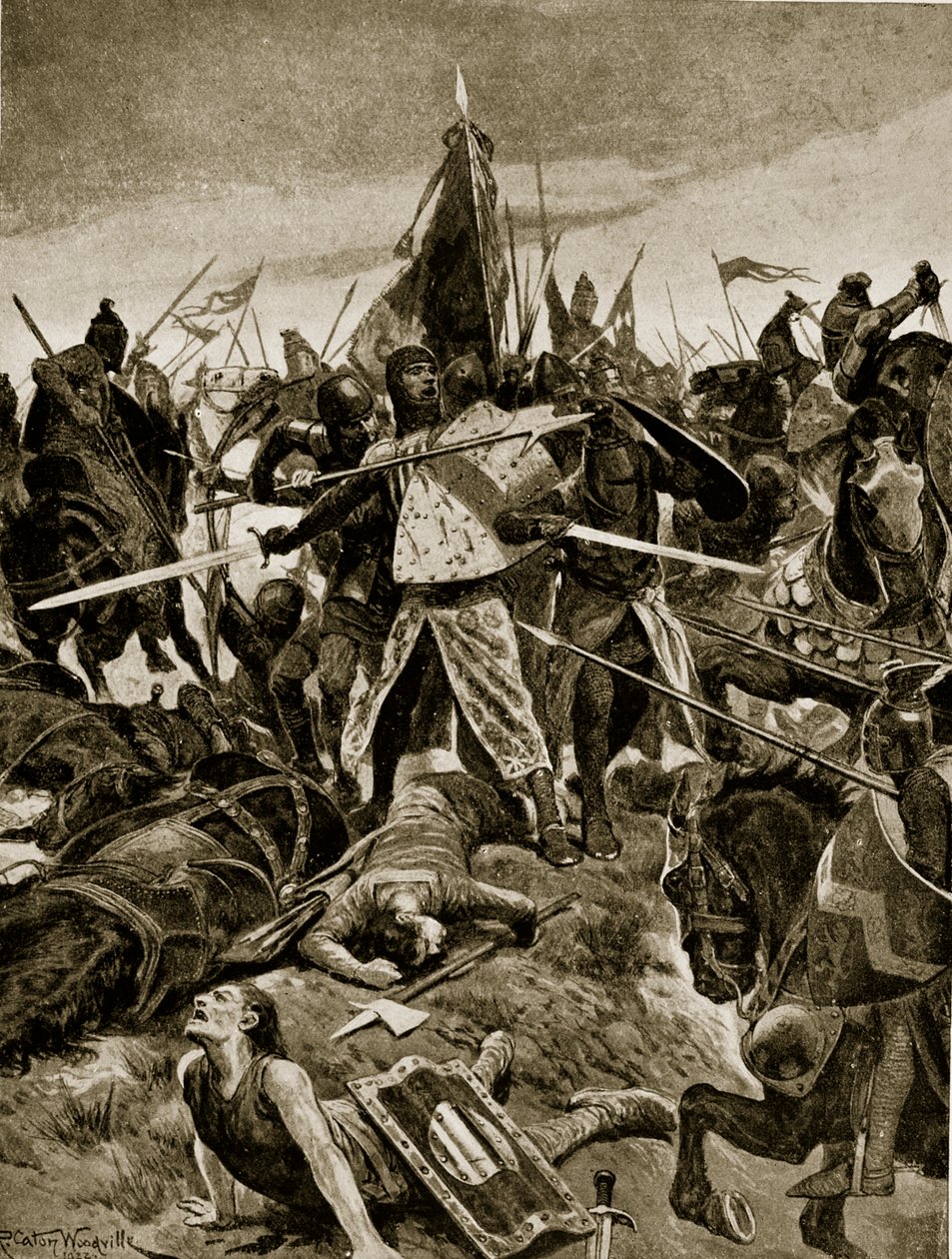 Ostatnia trybuna De Montfort w Evesham, ilustracja z „Hutchinson