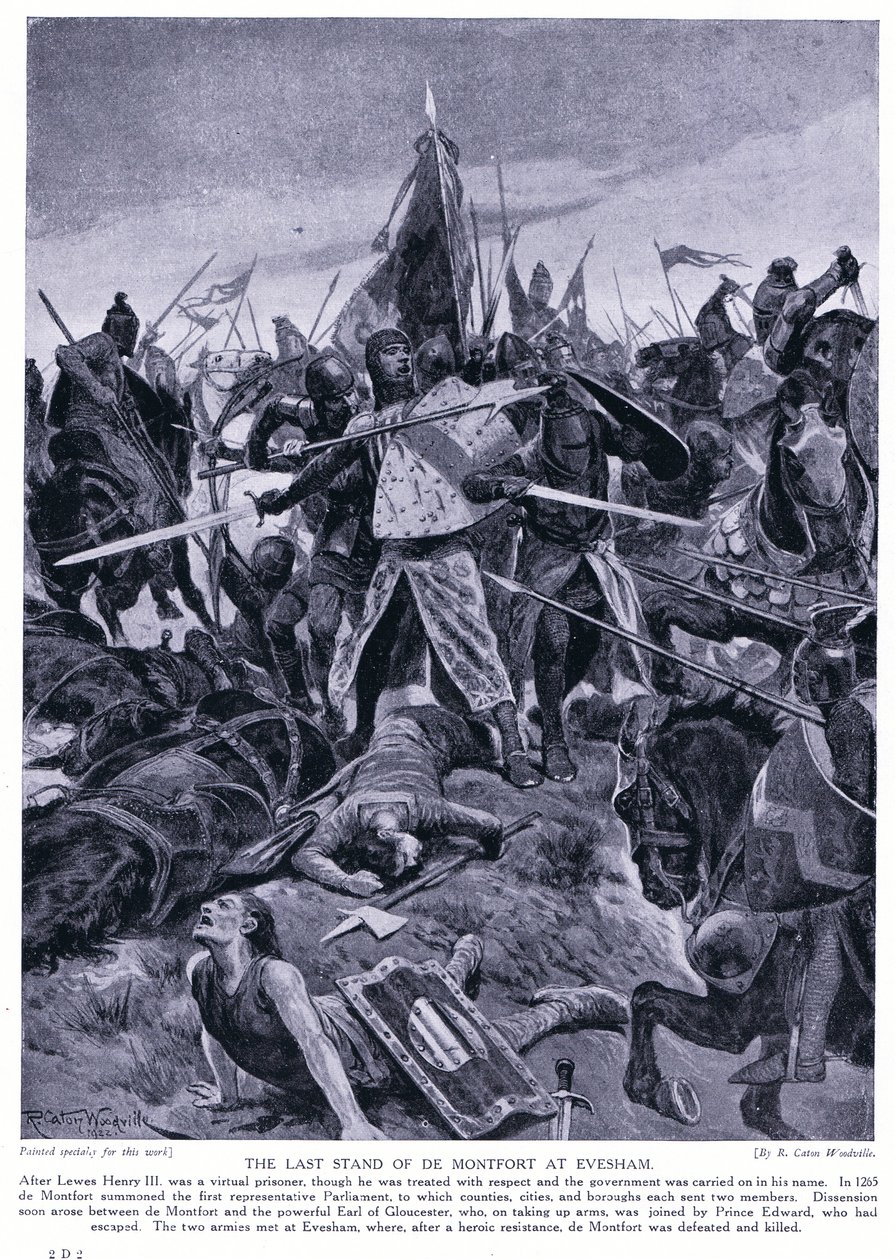 Ostatnie stanowisko de Montforda w Evesham AD1265, lata 20. autorstwa Richard Caton Woodville junior