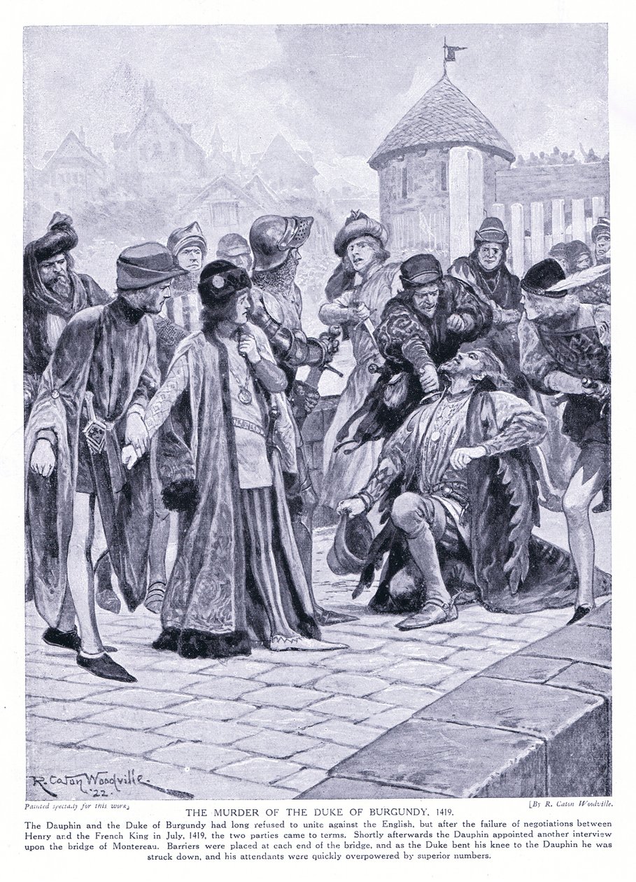 Morderstwo księcia Burgundii AD1419, 1920 autorstwa Richard Caton Woodville junior