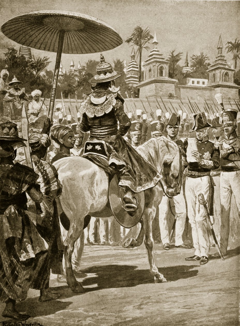 Poddanie Rangunu Brytyjczykom, 1824, ilustracja z „Hutchinson
