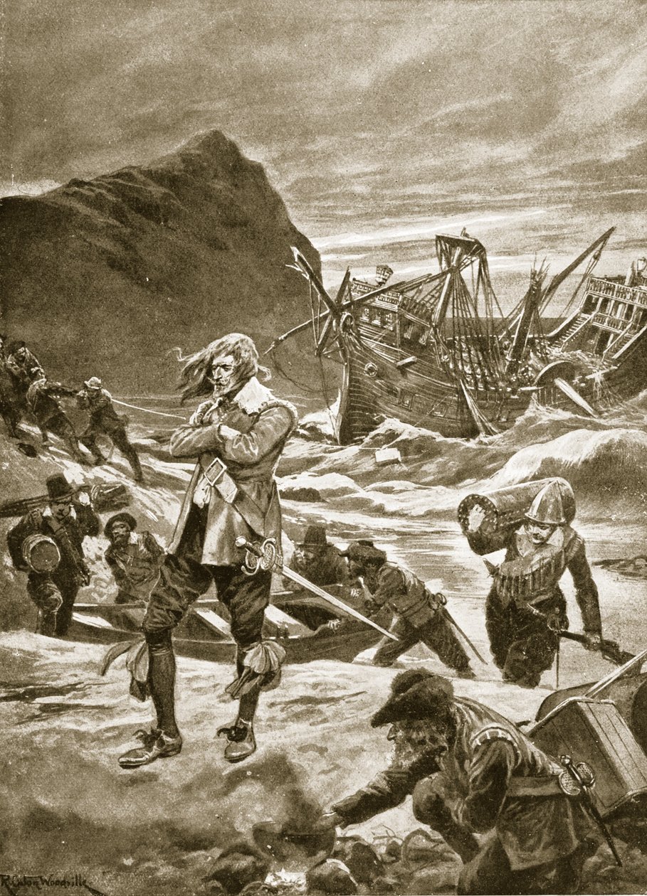 Rozbity na Bermudach, 1609, ilustracja z „Hutchinson
