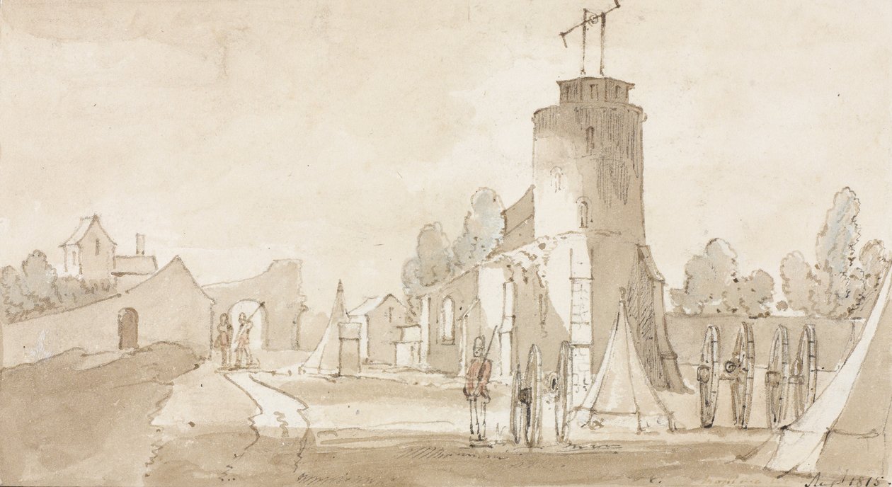 Mont St Jean, Wioska Bitwy pod Waterloo, na południe od Brukseli, 1815 autorstwa Richard Colt Hoare