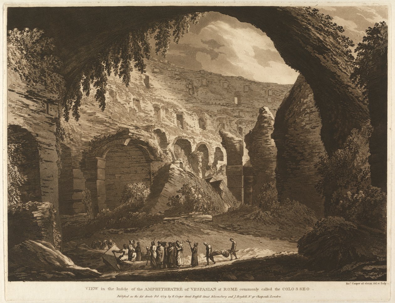 Zobacz w środku amfiteatru Vespasion w Rzymie Powszechnie nazywany Colosseo autorstwa Richard Cooper the Elder