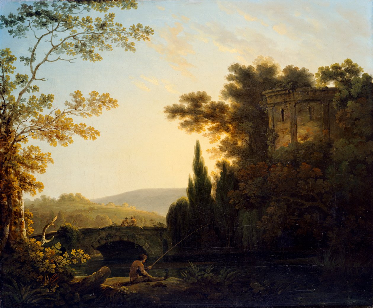 „Klasyczny krajobraz ze świątynią”, 1788 autorstwa Richard Corbould