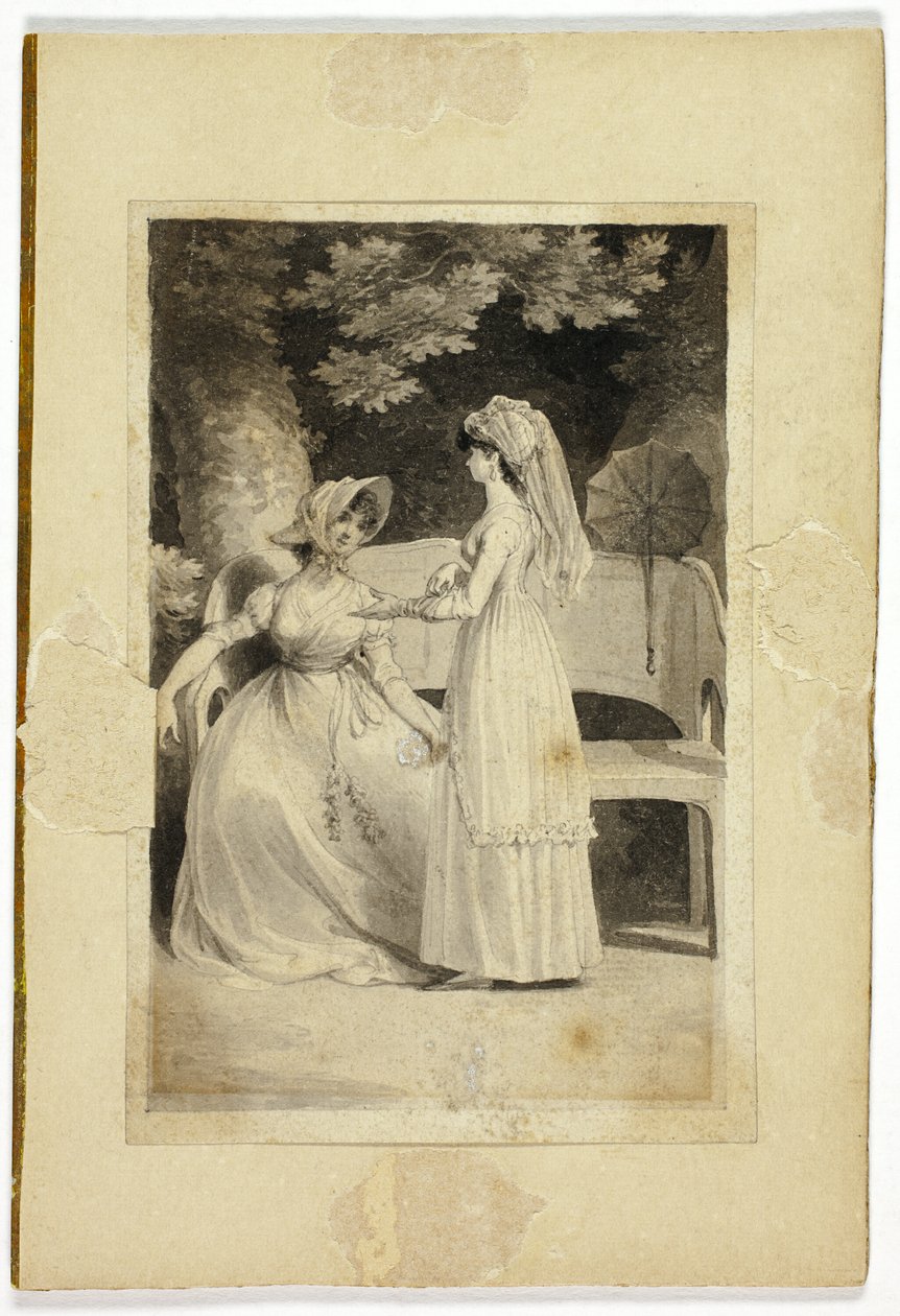 Dwie kobiety w ogrodzie autorstwa Richard Corbould