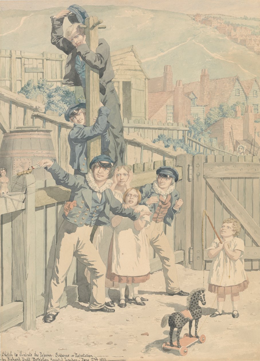 Szkic ilustrujący pasje: napięcie lub oczekiwanie autorstwa Richard Dadd