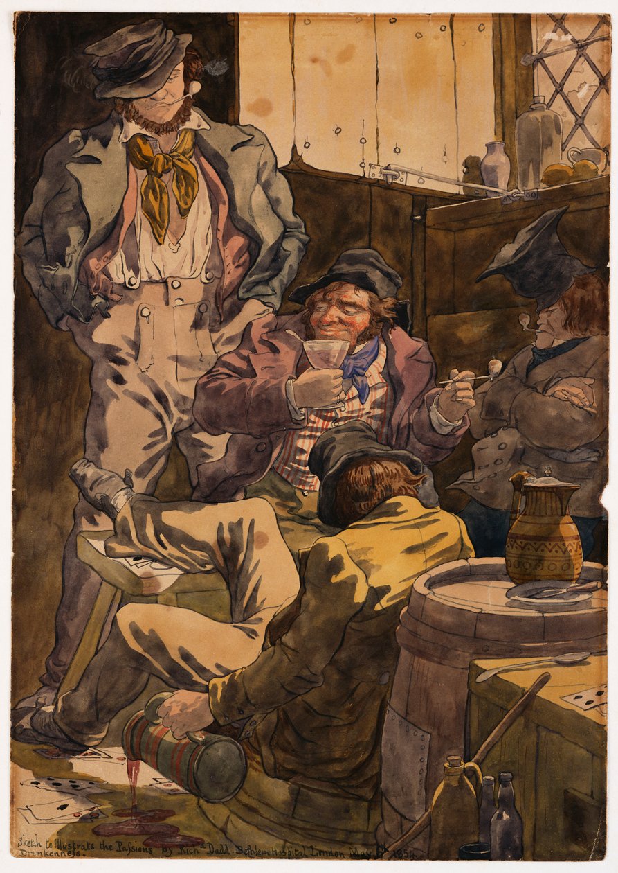 Szkic ilustrujący pasje - Pijaństwo, 1854 autorstwa Richard Dadd