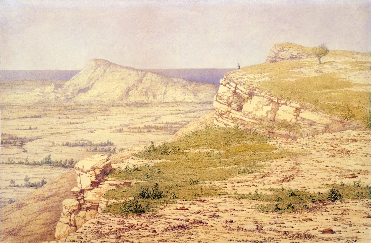 Widok na wyspę Rodos (akwarela na papierze) autorstwa Richard Dadd