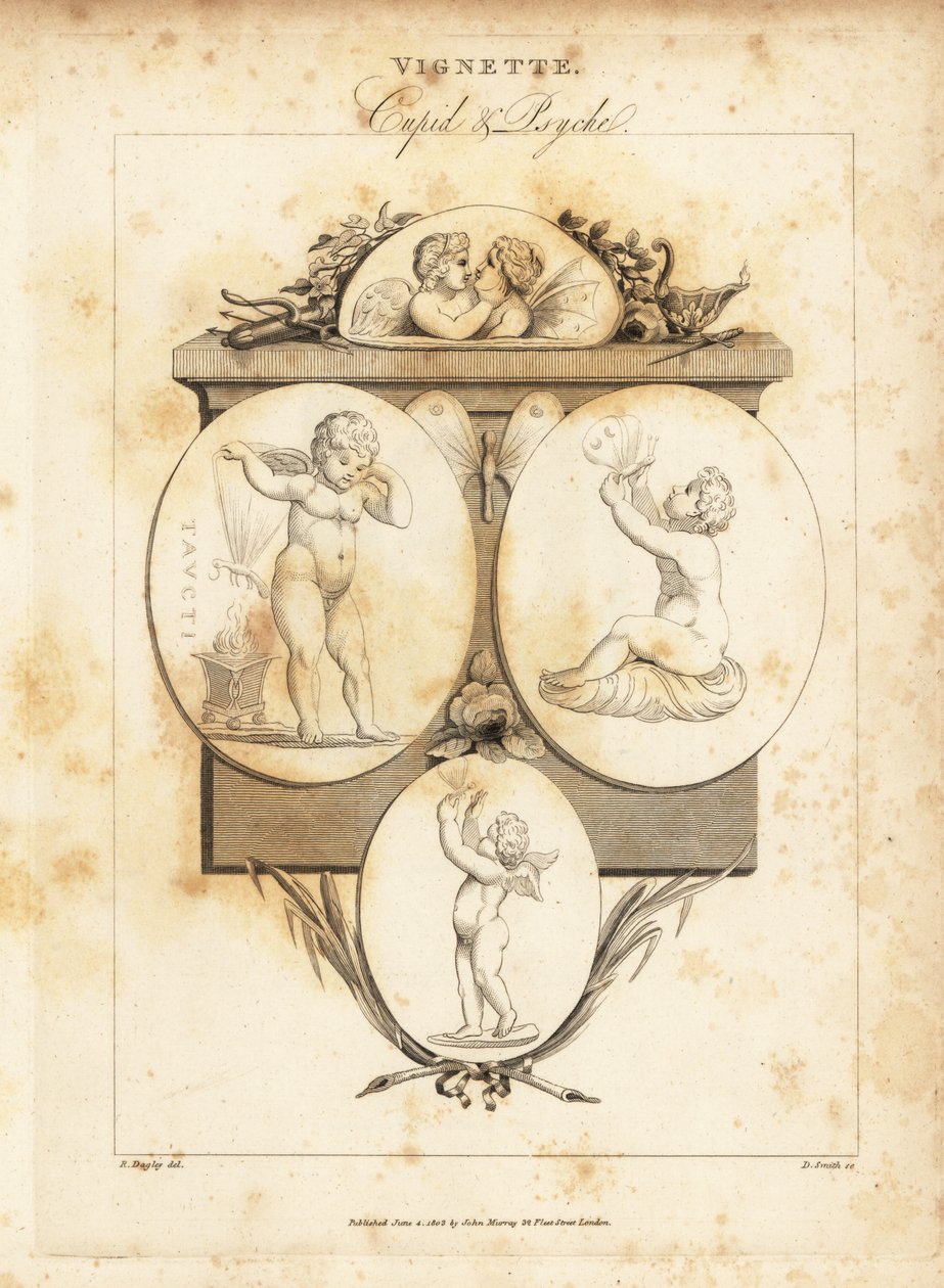 Kamienie szlachetne ilustrujące Kupidyna i Psyche, 1812 (rycina) autorstwa Richard Dagley