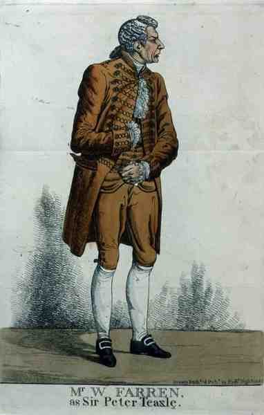 Pan William Farren (1786-1861) jako Sir Peter Teazle autorstwa Richard Dighton