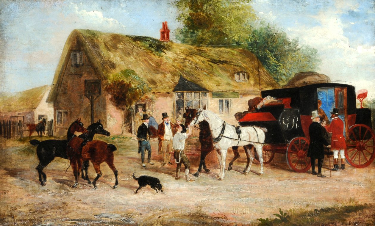 Scena z powozem, ok. 1875 (olej na płótnie) autorstwa Richard Dodd Widdas