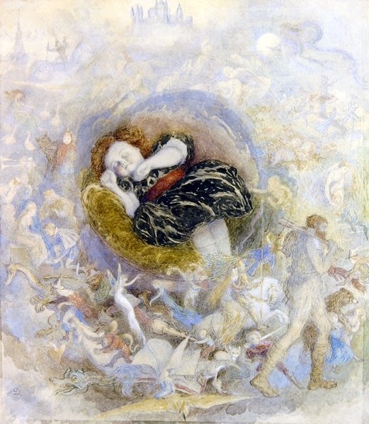 Sen dziecka o baśniowej krainie (akwarela na papierze) autorstwa Richard Doyle