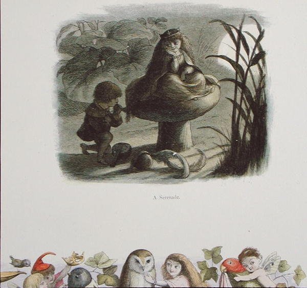 Serenada, ilustracja z „W krainie baśni: seria świata elfów” Williama Allinghama i Andrew Langa (kolor lito) autorstwa Richard Doyle