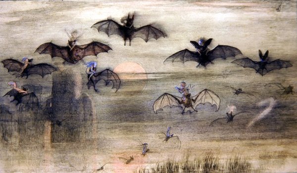 Lot nocą nietoperzy i elfów autorstwa Richard Doyle