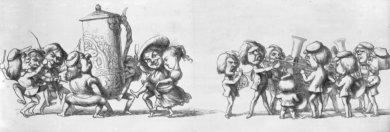 Zespoły grające dla zwiedzających na Wielką Wystawę, 1851 autorstwa Richard Doyle