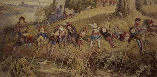 Dame Julianna Berners uczy swoich młodych uczniów sztuki wędkowania autorstwa Richard Doyle