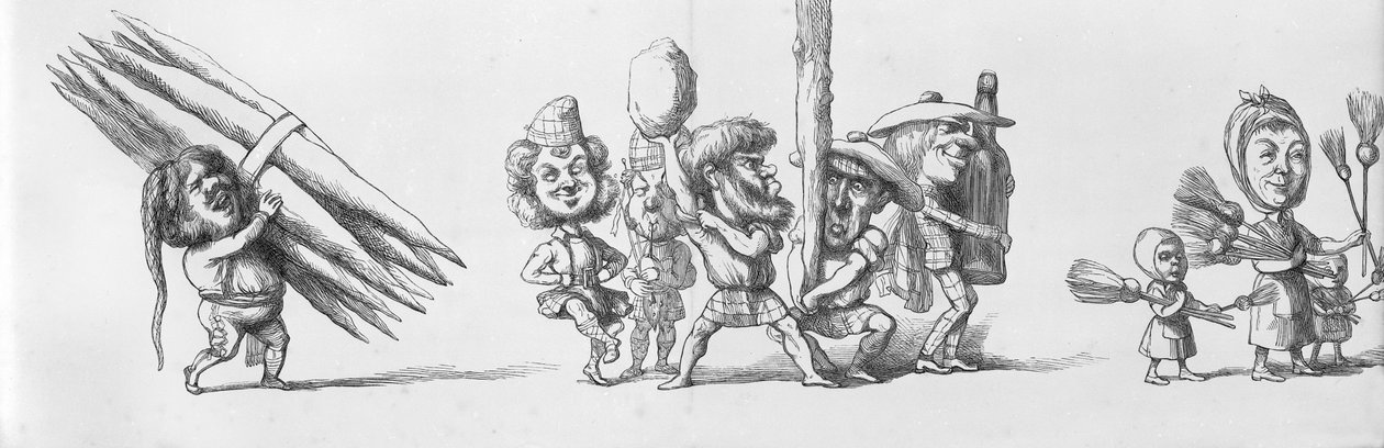 Szkoci i Hiszpanie odwiedzający Wielką Wystawę, 1851 autorstwa Richard Doyle