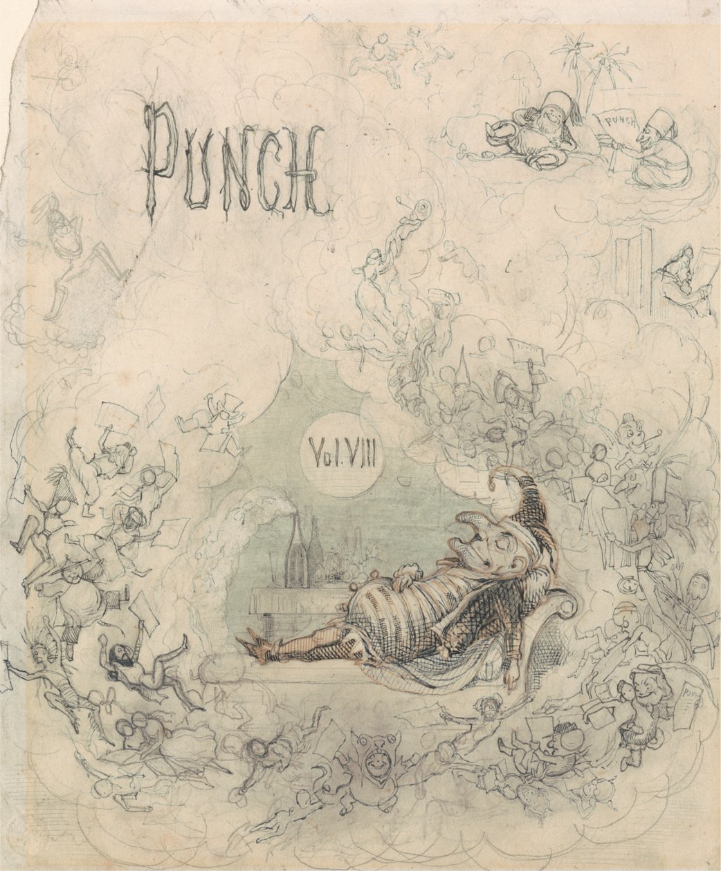Strona tytułowa Punch, t. VIII autorstwa Richard Doyle