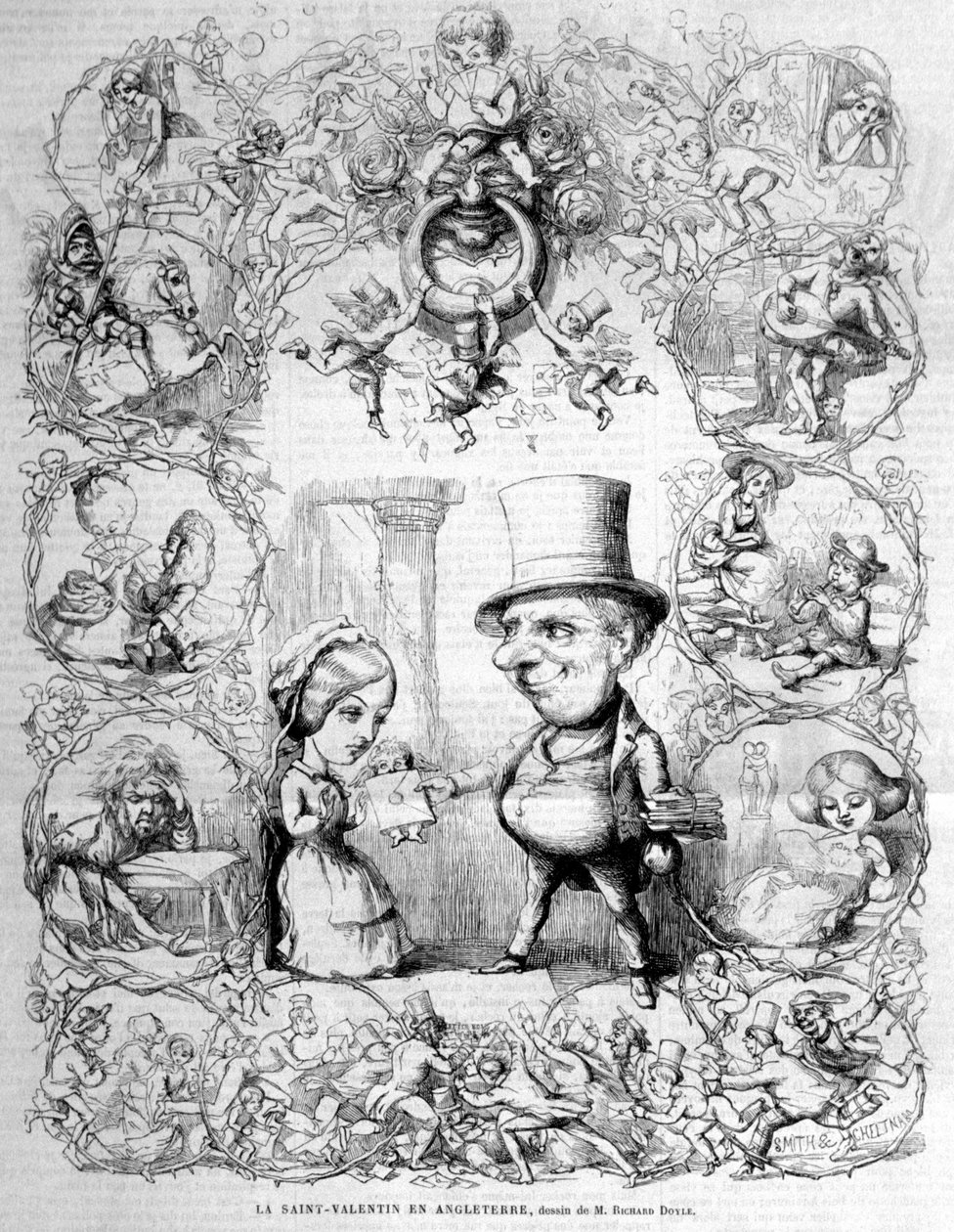 Walentynki obchodzone w Anglii. Ilustracja autorstwa Richarda Doyle