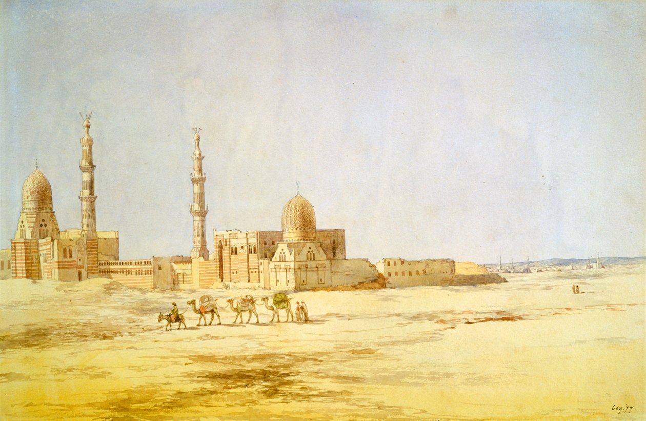 „Grobowce Kalifów, Kair”, ok. 1842 r. autorstwa Richard Dudd