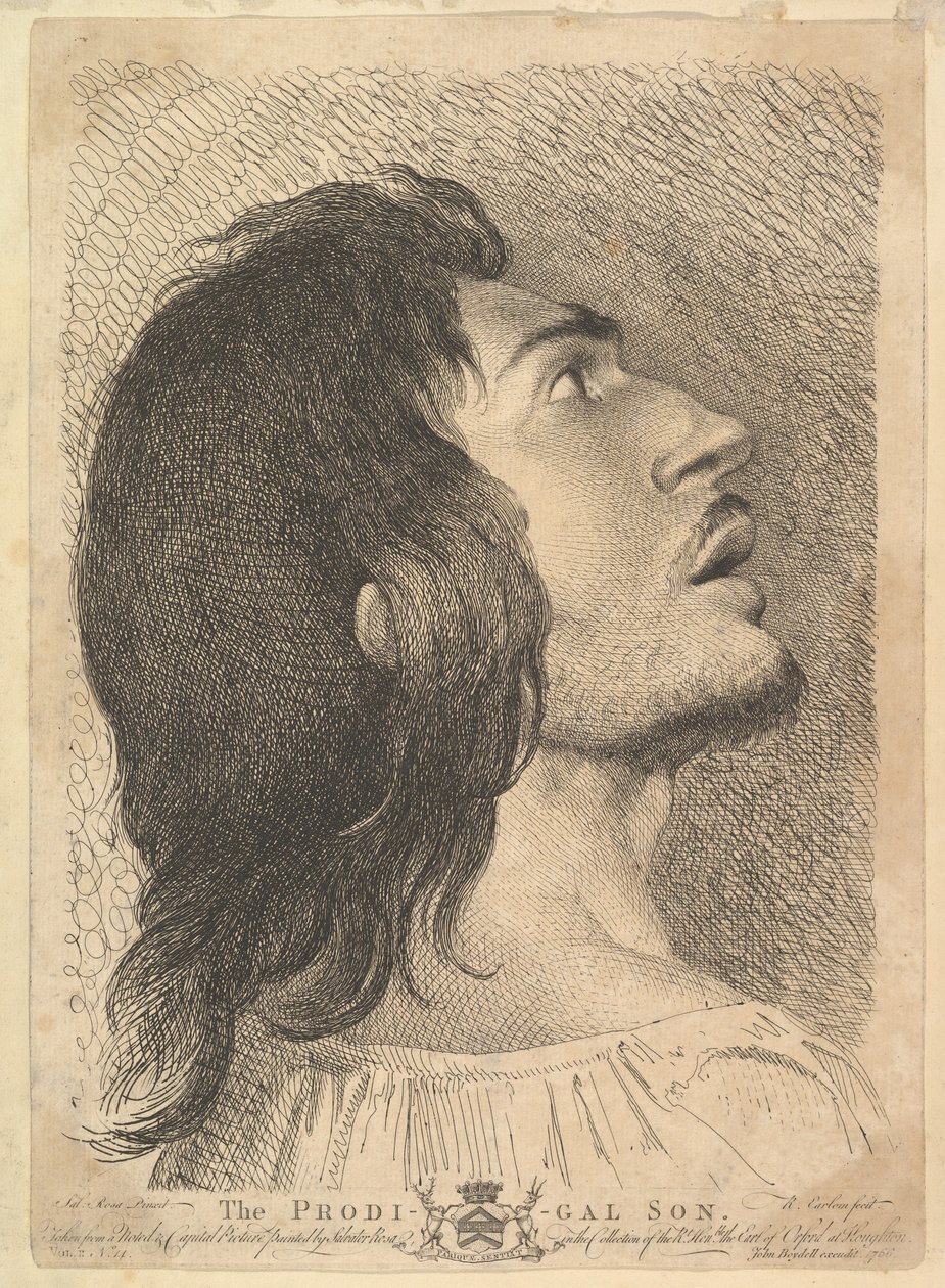 Głowa w profilu syna marnotrawnego, 1766. autorstwa Richard Earlom