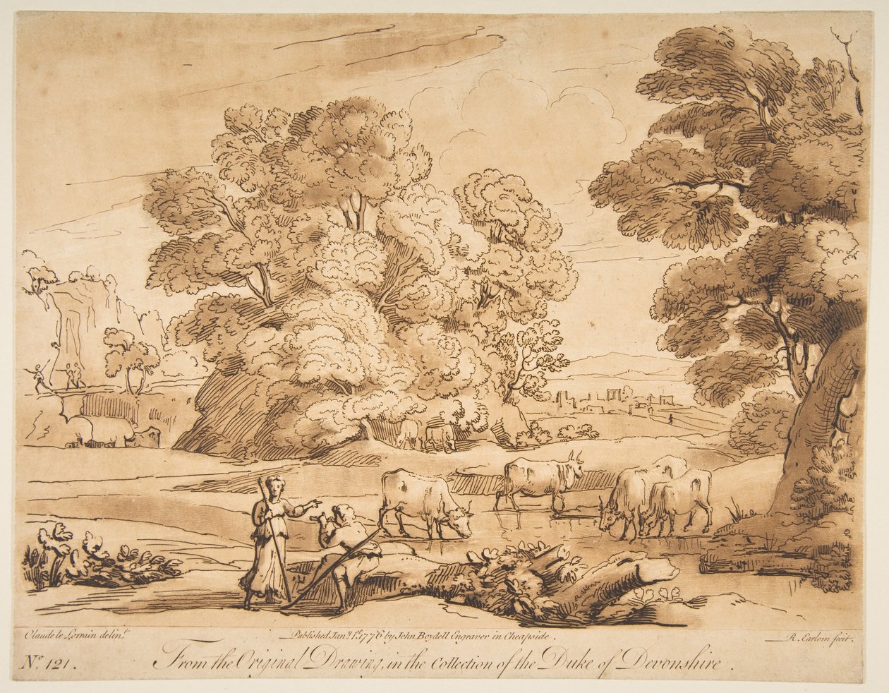 Pejzaż z Pasterzem i Pasterzem, 1776 r. autorstwa Richard Earlom