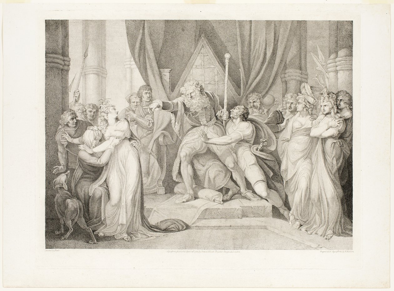 Lear wyrzuca swoją córkę Cordelię autorstwa Richard Earlom