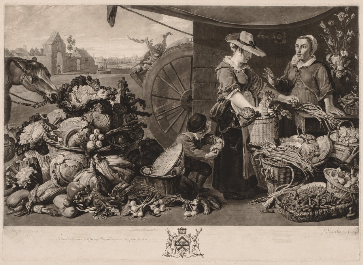 Cztery rynki: rynek warzywny, 1779. autorstwa Richard Earlom