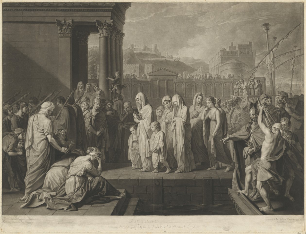 Agrypina Lądowanie w Brindisi z Prochami Germanika autorstwa Richard Earlom after Benjamin West