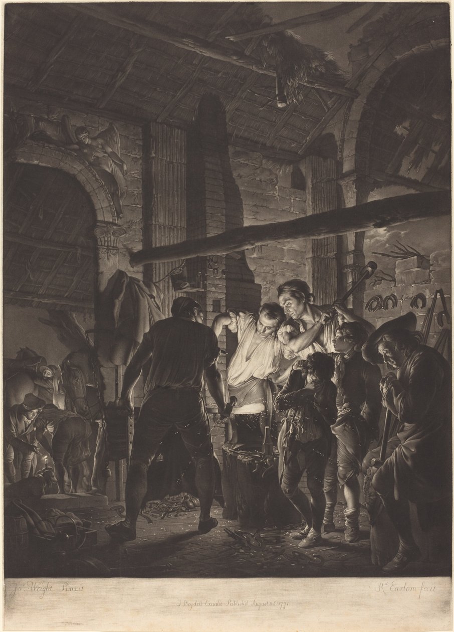 Sklep kowala autorstwa Richard Earlom after Joseph Wright