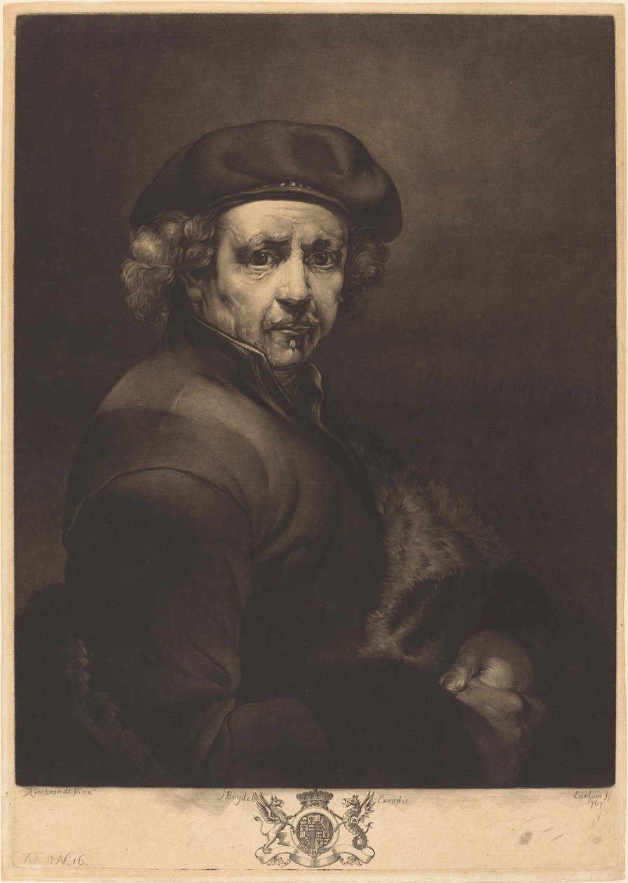 Rembrandt, Autoportret autorstwa Richard Earlom after Rembrandt van Rijn