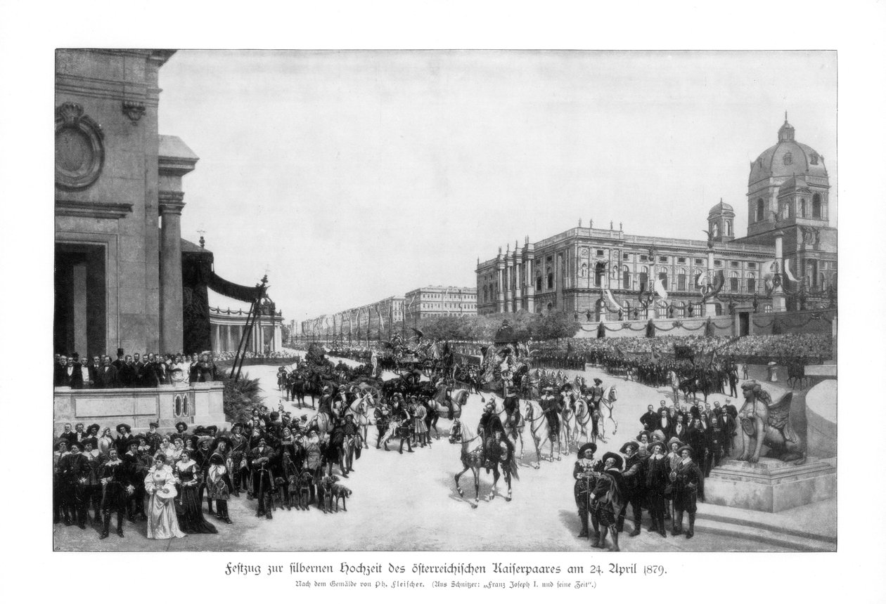Procesja na uroczystości Srebrnego Ślubu Cesarza i Cesarzowej Niemiec, 24 kwietnia autorstwa Richard Fleischer