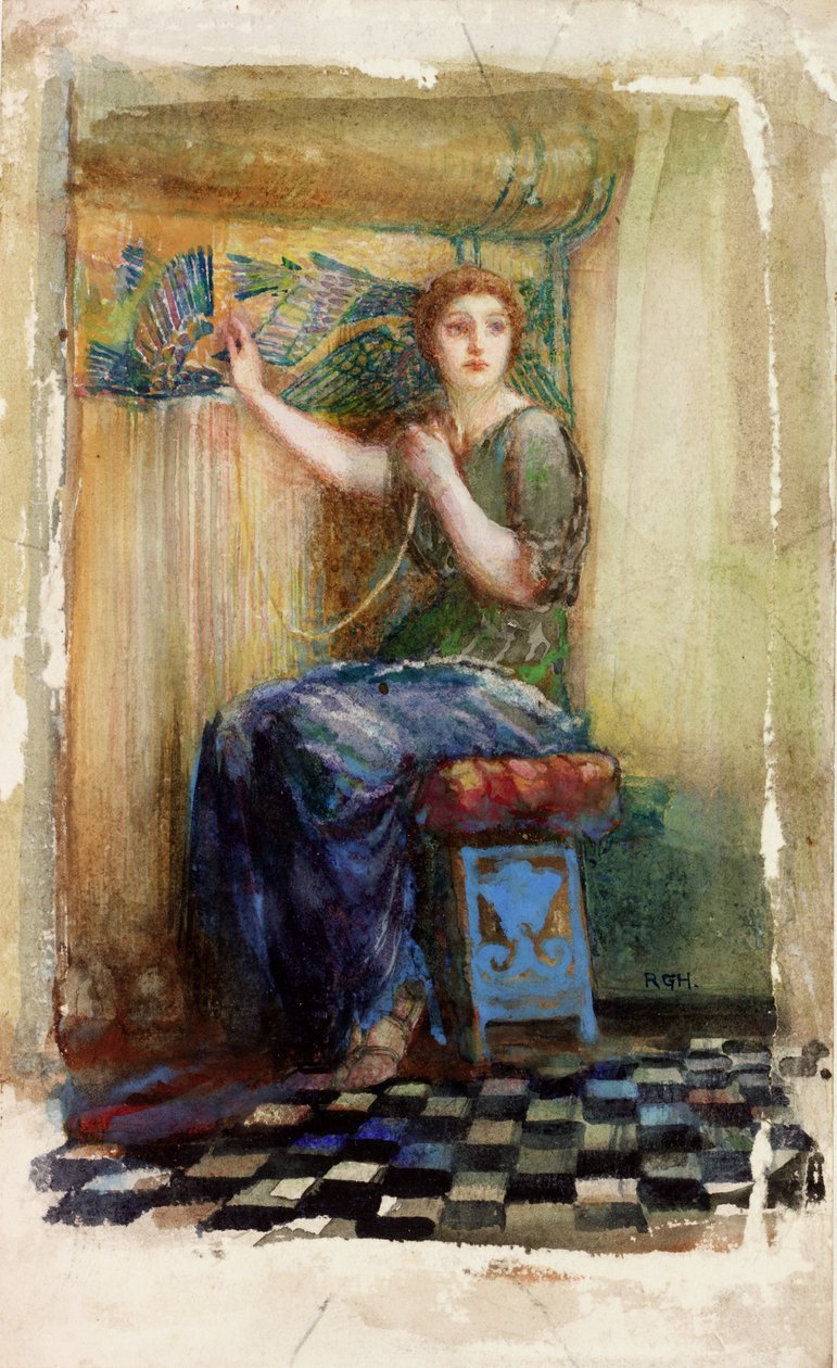 At the Loom akwarela na papierze autorstwa Richard George Hatton