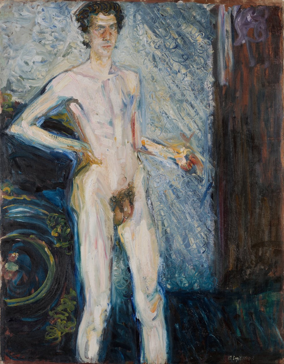 Nagi autoportret z paletą, 1908 autorstwa Richard Gerstl