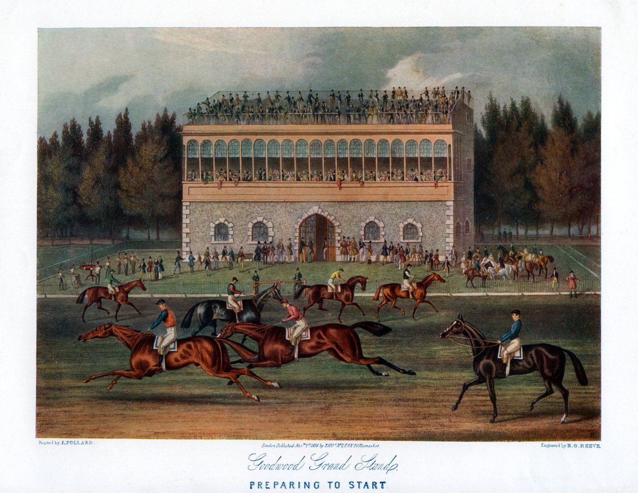 Goodwood Grand Stand, Przygotowanie do startu, 1836. autorstwa Richard Gibson Reeve