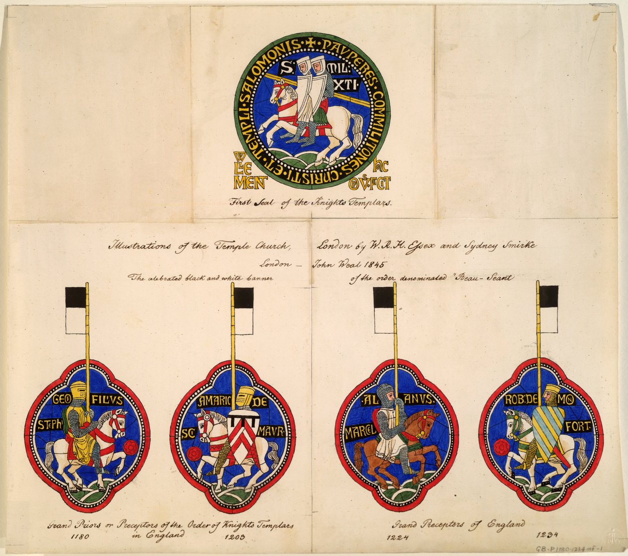 Pieczęcie templariuszy z 1180, 1203, 1224, 1234, 1845 autorstwa Richard Hamilton Essex
