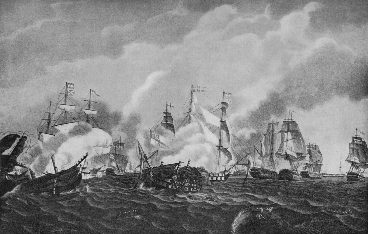 Akcja poza San Domingo, c1807 autorstwa Richard Harraden