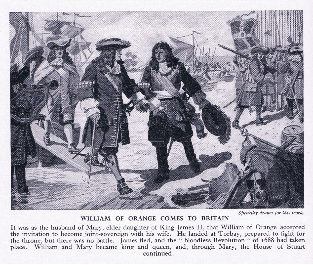 William of Orange przybywa do Wielkiej Brytanii, ok. 1950 autorstwa Richard Henry Brock