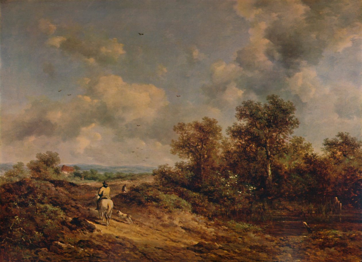 Zobacz w pobliżu Sevenoaks, Kent, z mężczyzną na białym koniu, XIX wiek, 1935 autorstwa Richard Hilder