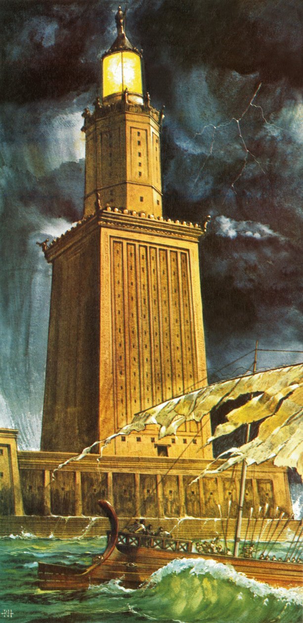 Aleksandryjski Faros lub latarnia morska (litografia) autorstwa Richard Hook