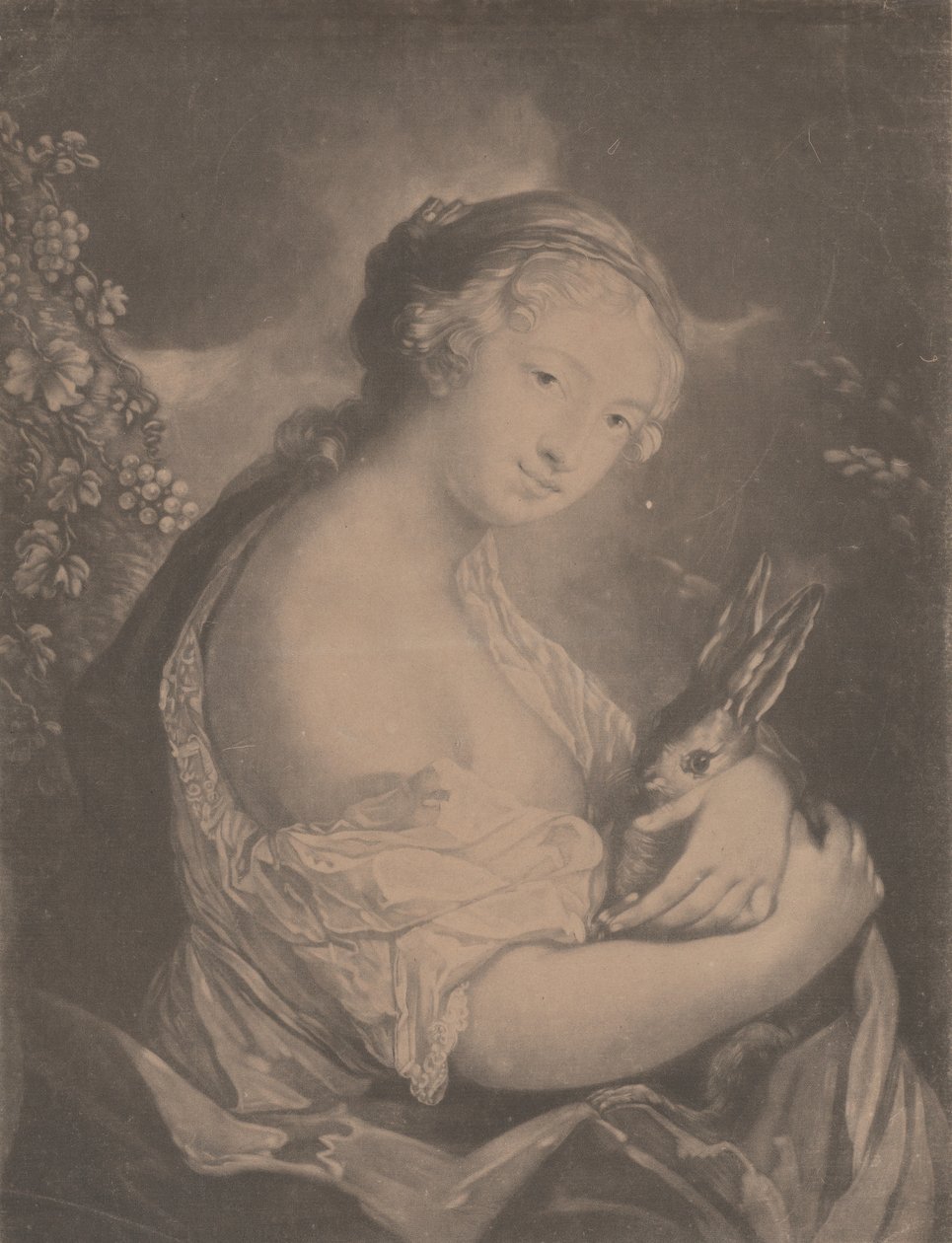 Jesień: młoda kobieta trzymająca królika, 1775 r. autorstwa Richard Houston