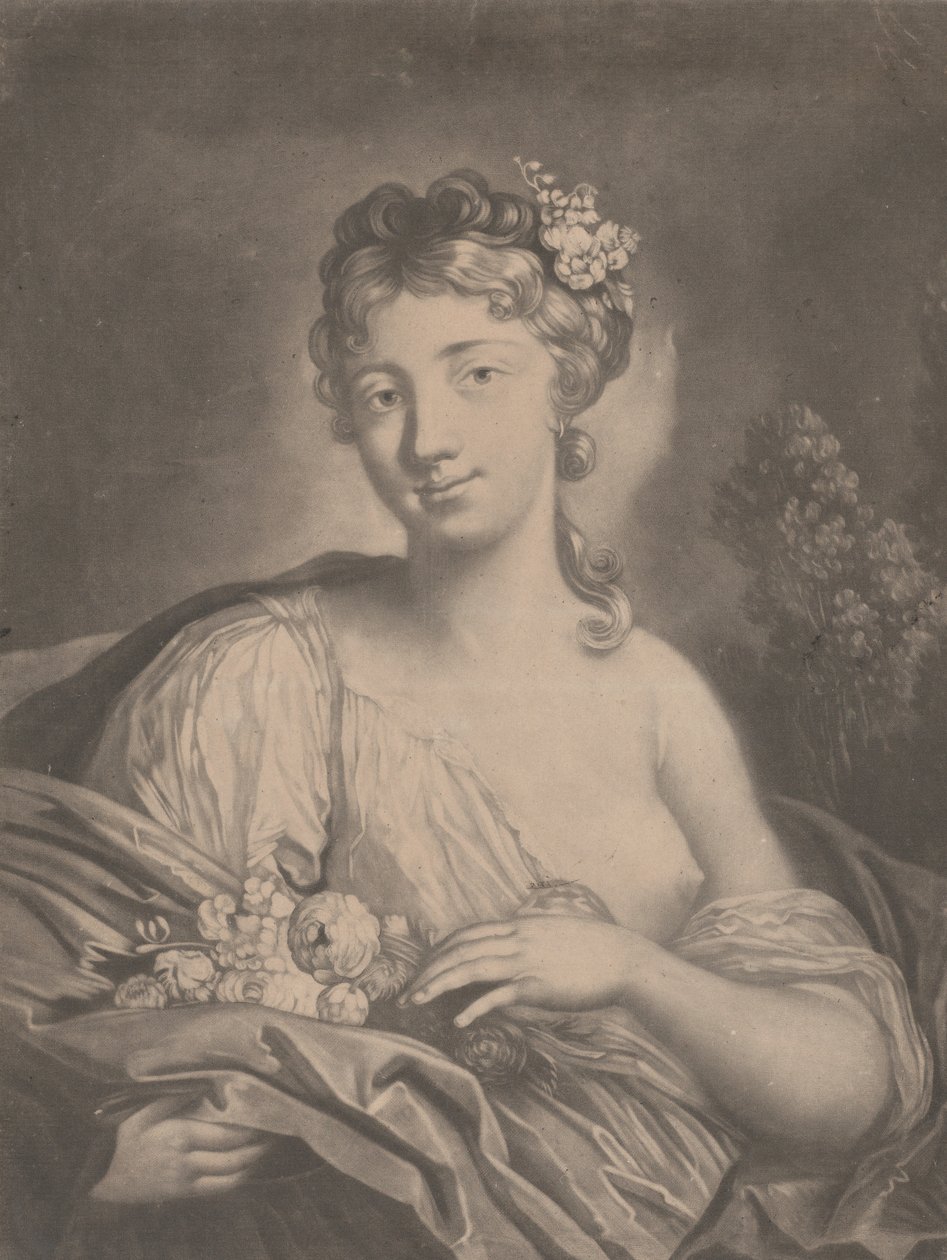 Wiosna: młoda kobieta trzymająca kwiaty w płaszczu, 1775 r. autorstwa Richard Houston