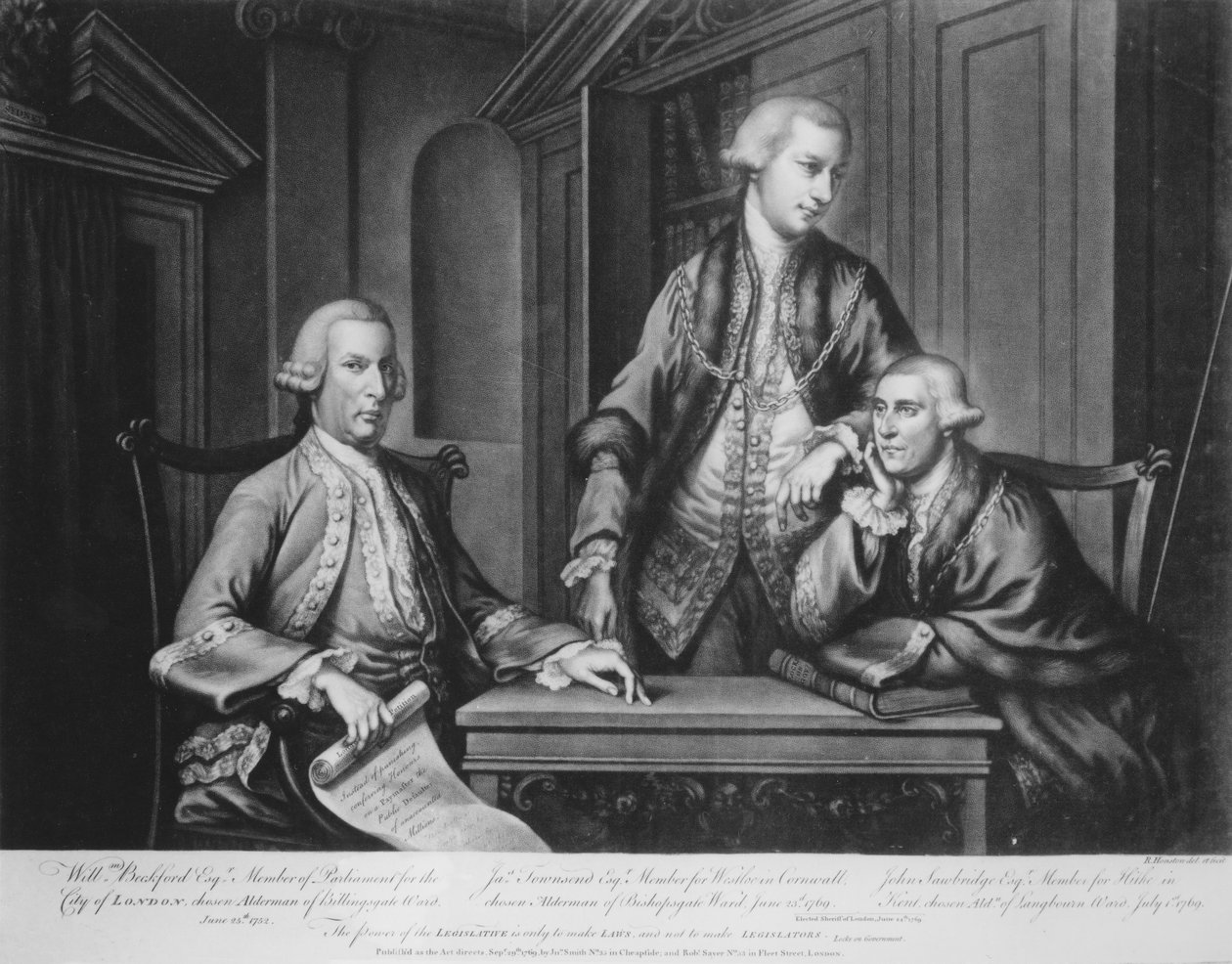 William Beckford (1709-70) James Townsend i John Sawbridge (ok. 1732-95) radni Londynu, rycina wykonana przez artystę, 1769 autorstwa Richard Houston