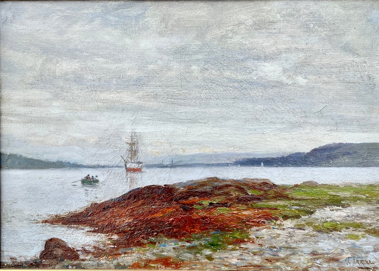 Wioślarstwo do brzegu, ok. 1900-10 (olej na płótnie) autorstwa Richard Hubbard Arroll