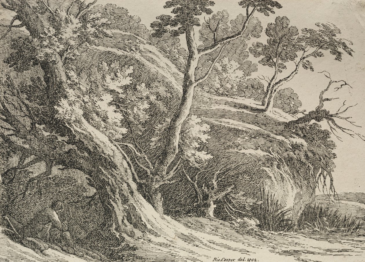Okazy poliautografii: człowiek siedzący pod dębem, 1802. autorstwa Richard II Cooper