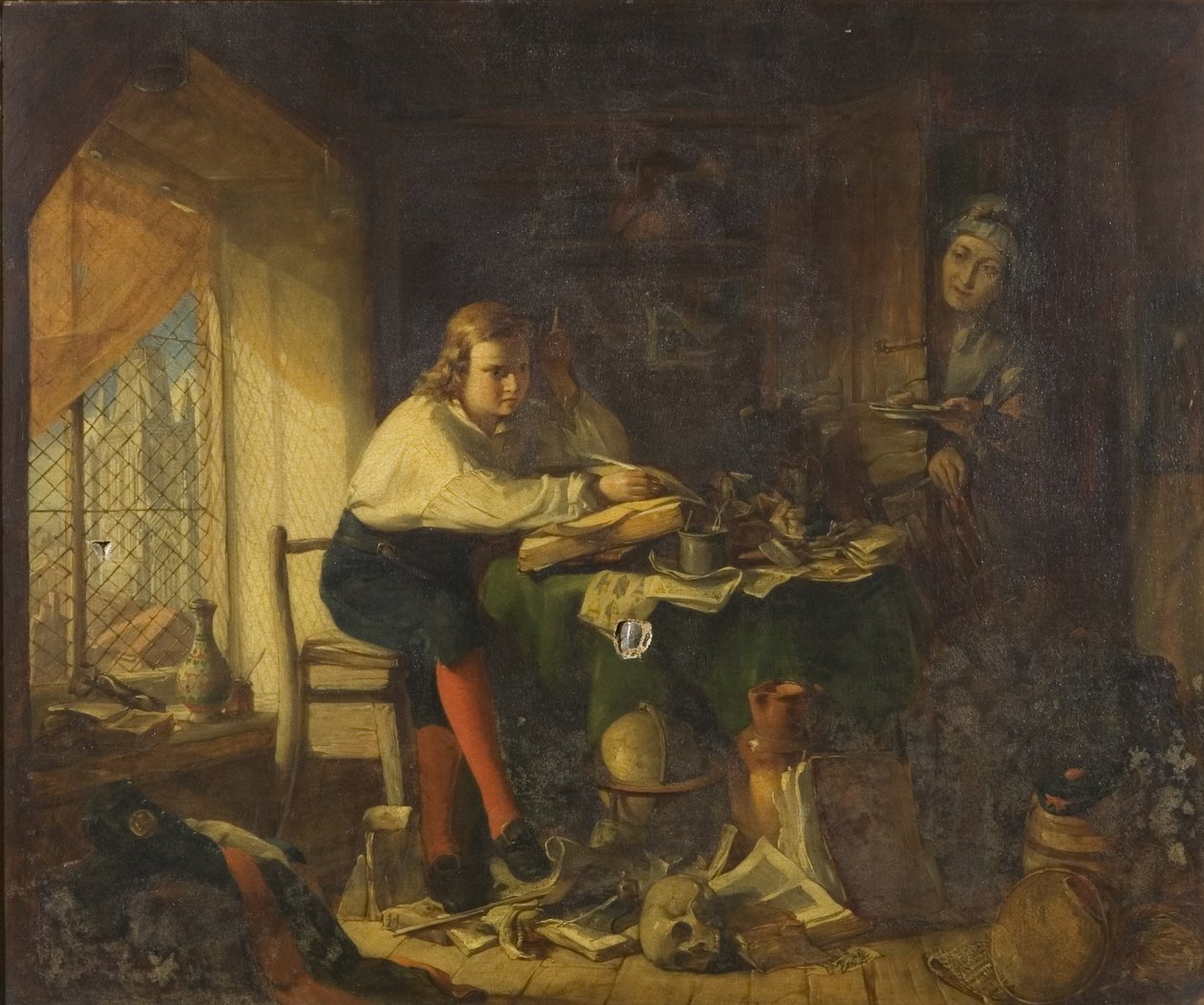 Chatterton komponuje Rękopisy Rowleiana (olej na płótnie) autorstwa Richard J. Lewis
