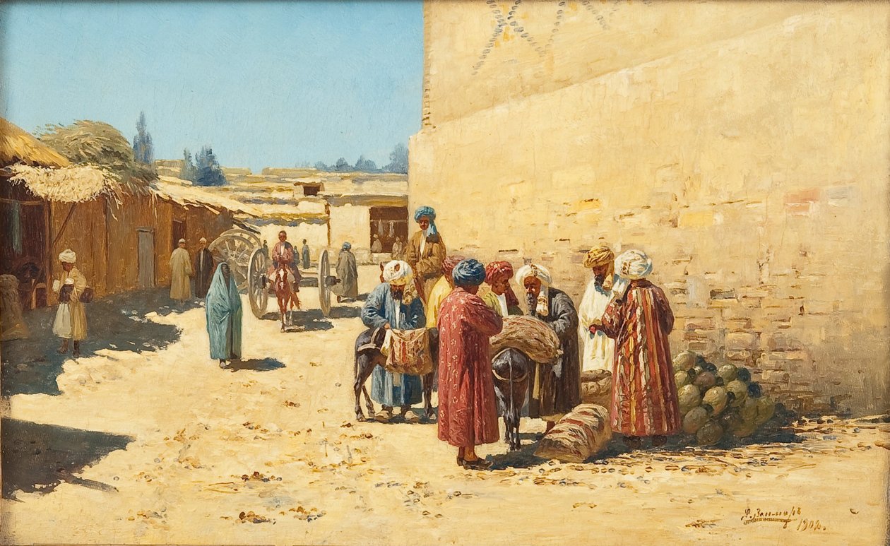 Sprzedaż uliczna w Azji Środkowej, 1902 autorstwa Richard Karl Sommer
